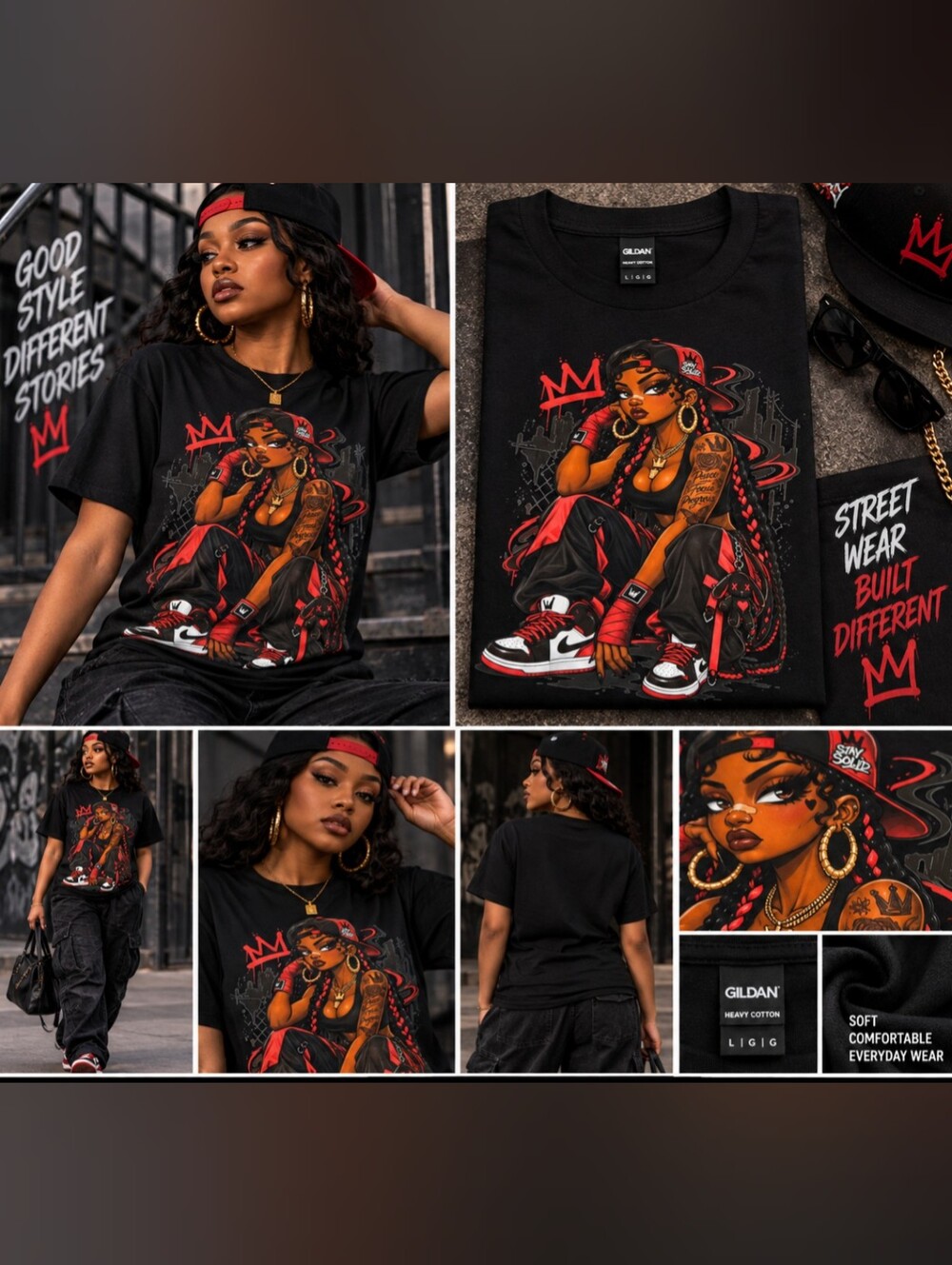 "Custom NWOT" Black & Red Graphic Urban Street Art Print